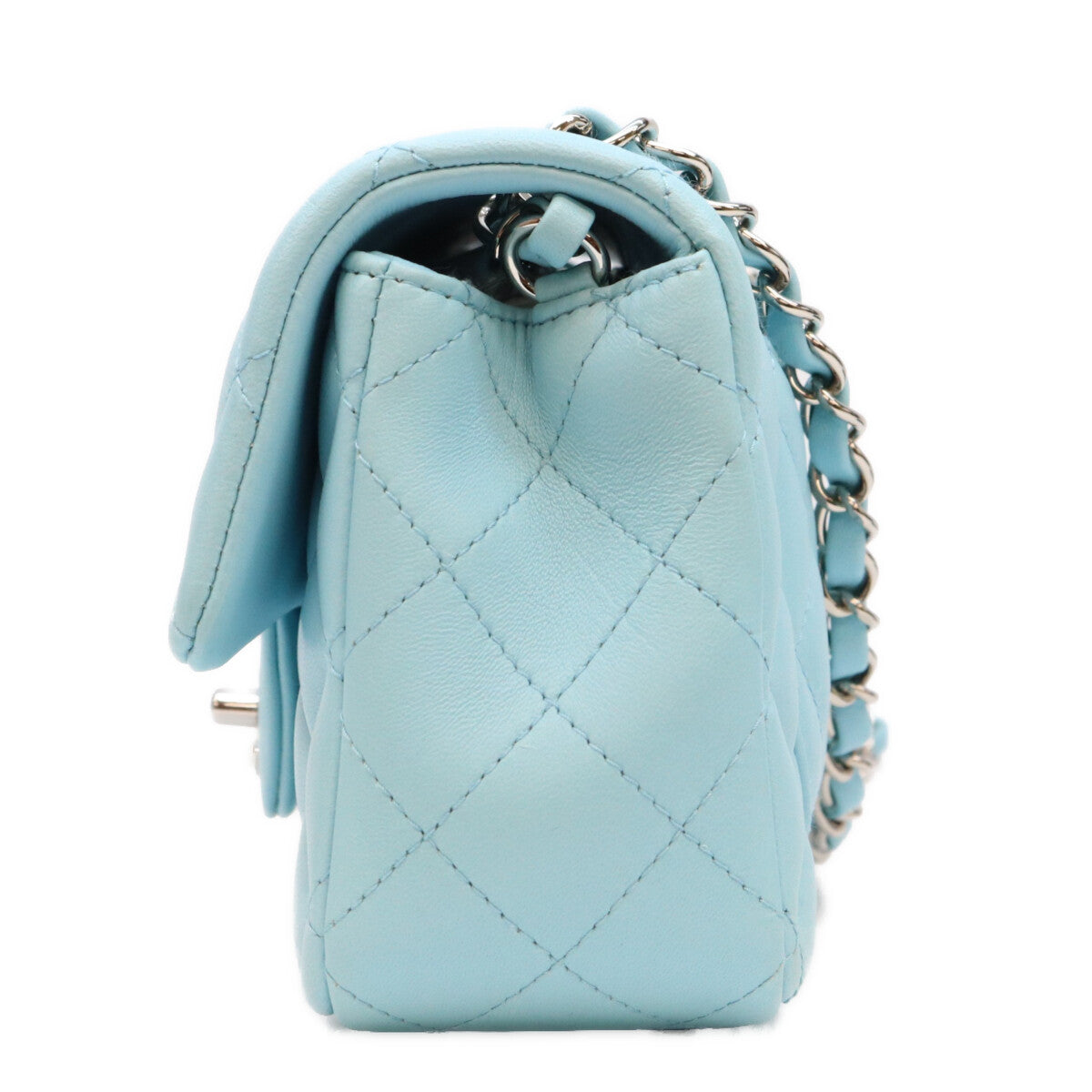 CHANEL シャネル 31番 A69900 サックスブルー ラム シルバー金具 ミニマトラッセ20 ミニクラシックフラップ ショルダーバッグ ショルダーバッグ