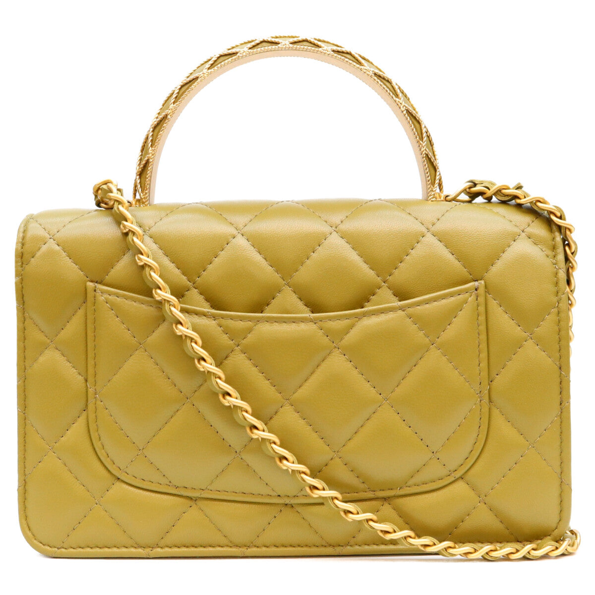 CHANEL シャネル カーキ ラム G金具 マトラッセ トップハンドル 2WAY チェーン バック ショルダーバッグ