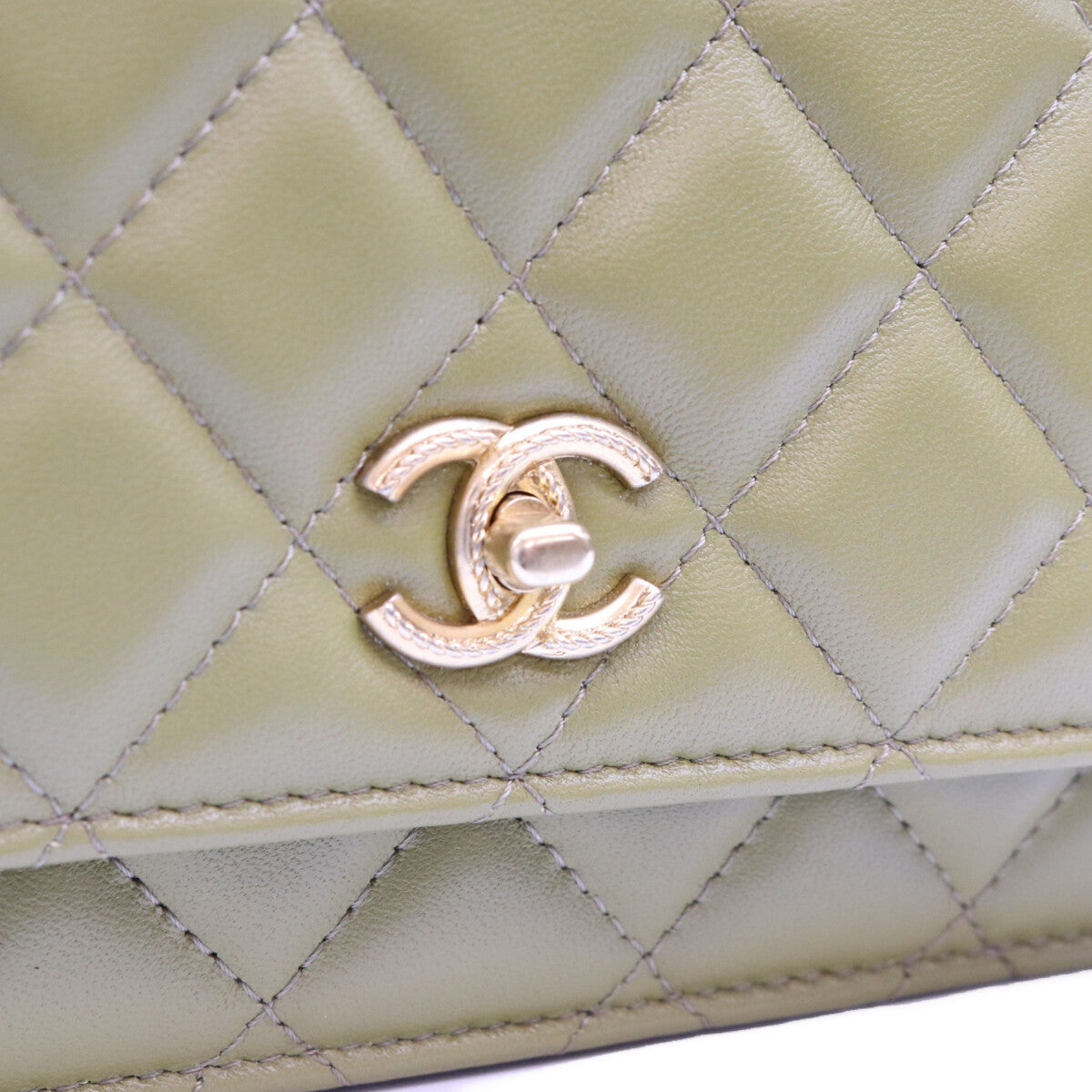CHANEL シャネル カーキ ラム G金具 マトラッセ トップハンドル 2WAY チェーン バック ショルダーバッグ