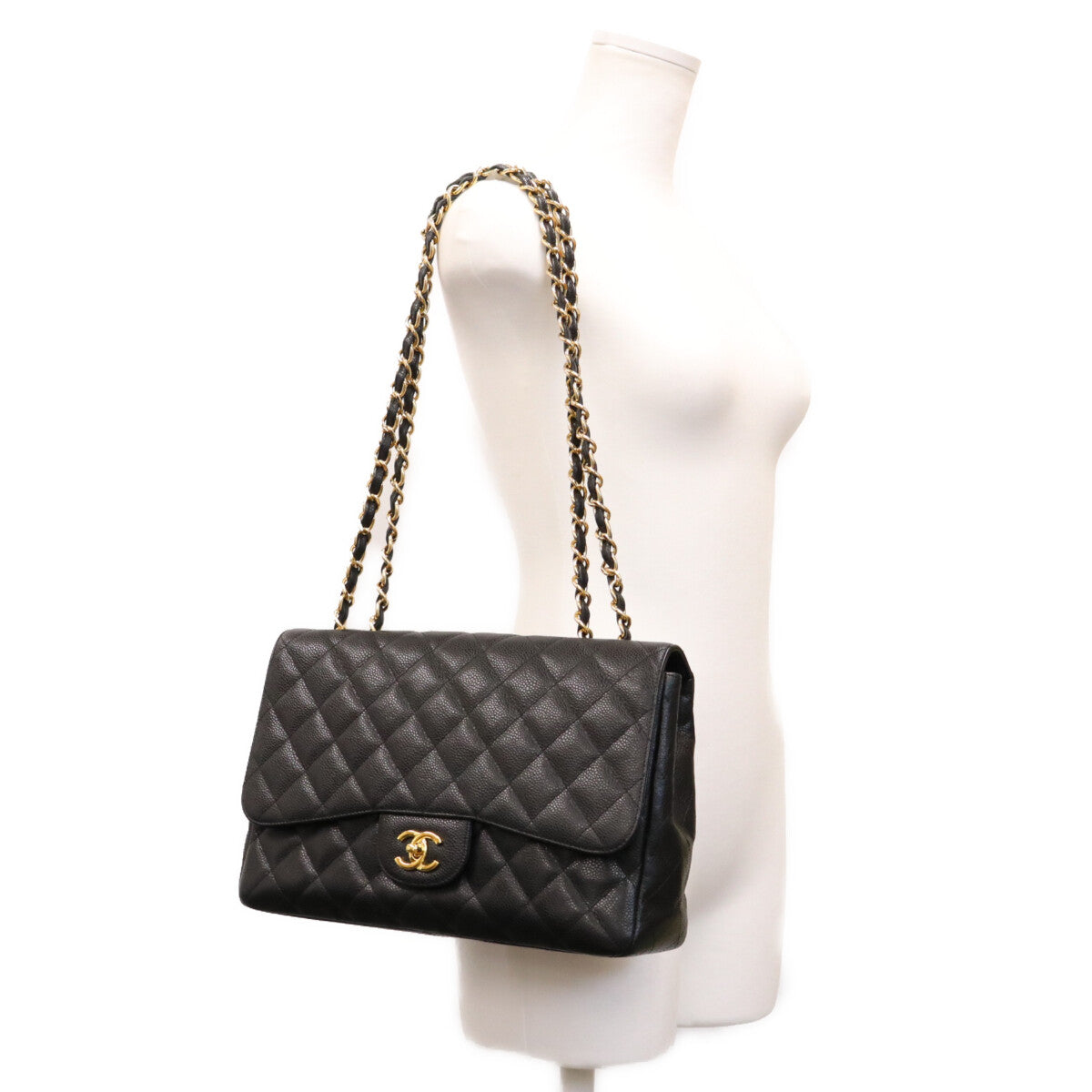 CHANEL シャネル 13番 A28600 黒 キャビア G金具 シングル デカマトラッセ30 ショルダーバッグ ショルダーバッグ