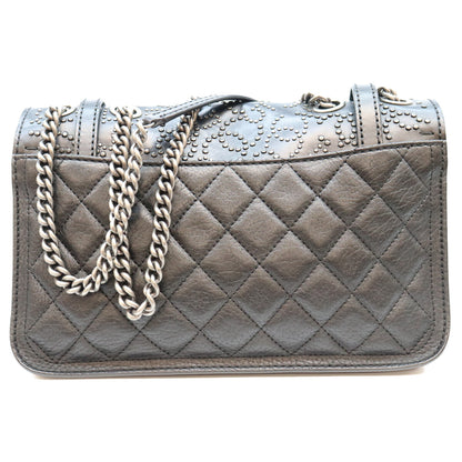 CHANEL シャネル 19番 A94074 黒 カーフ S金具 パリダラス スタッズバックルフラップ ショルダーバッグ ショルダーバッグ