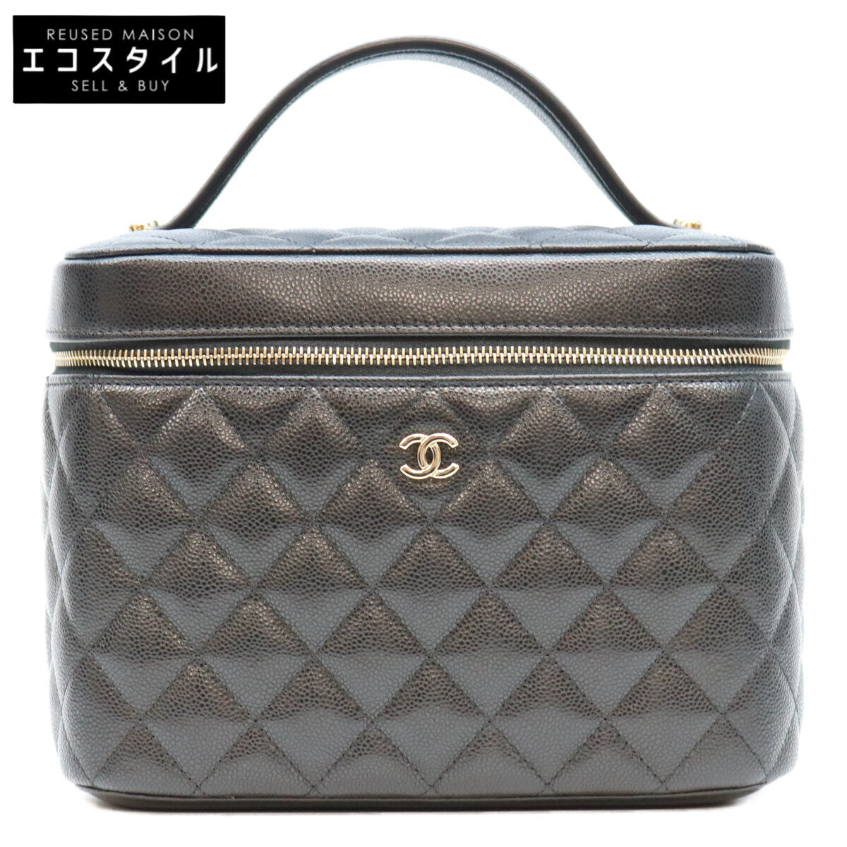 CHANEL シャネル AP2573 黒 タイムレスクラシック キャビア G金具 トップハンドル バニティ ハンドバッグ ハンドバッグ