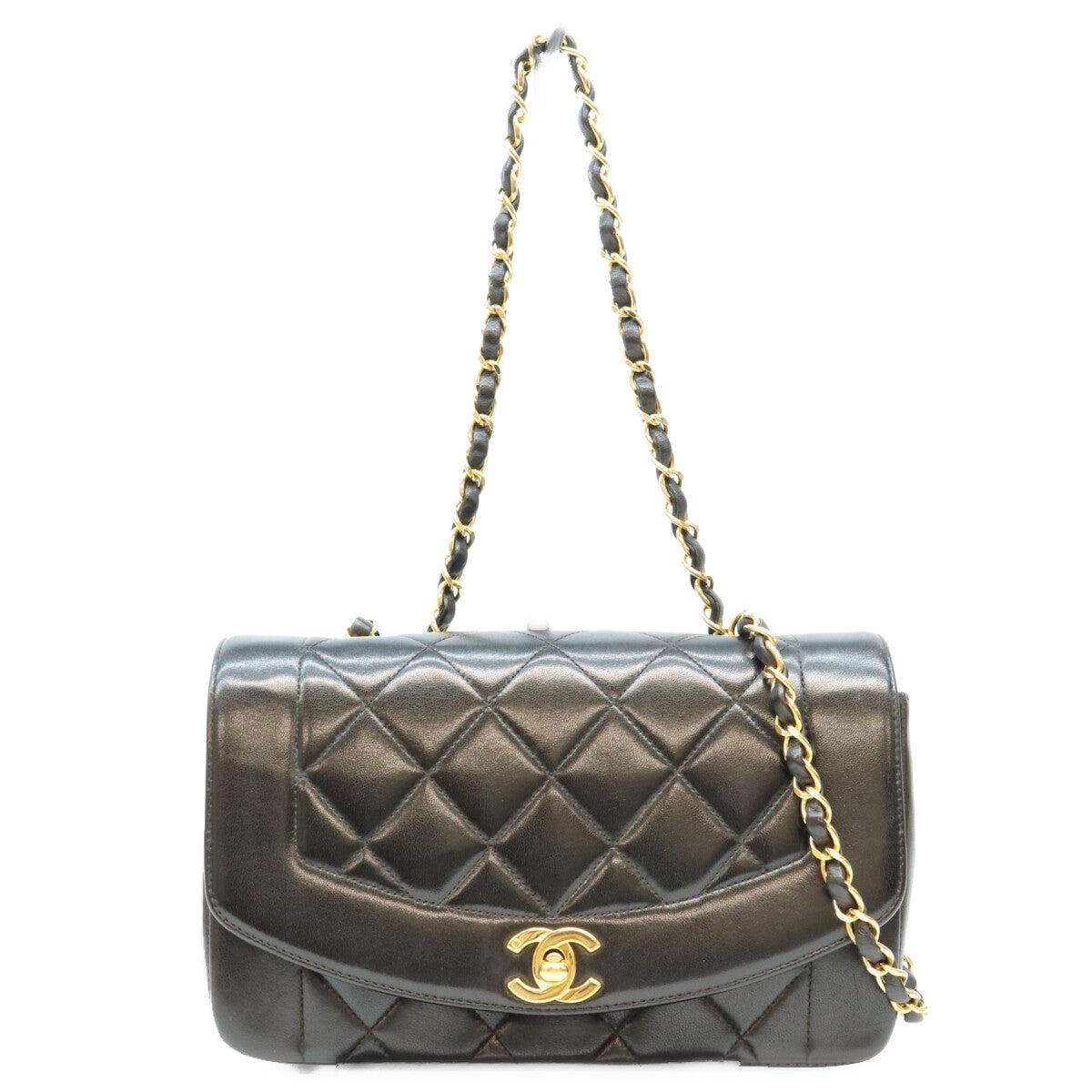 CHANEL シャネル 3番 A01164 黒 マトラッセ ラムスキン ゴールド金具 ダイアナ22 ショルダーバッグ ショルダーバッグ