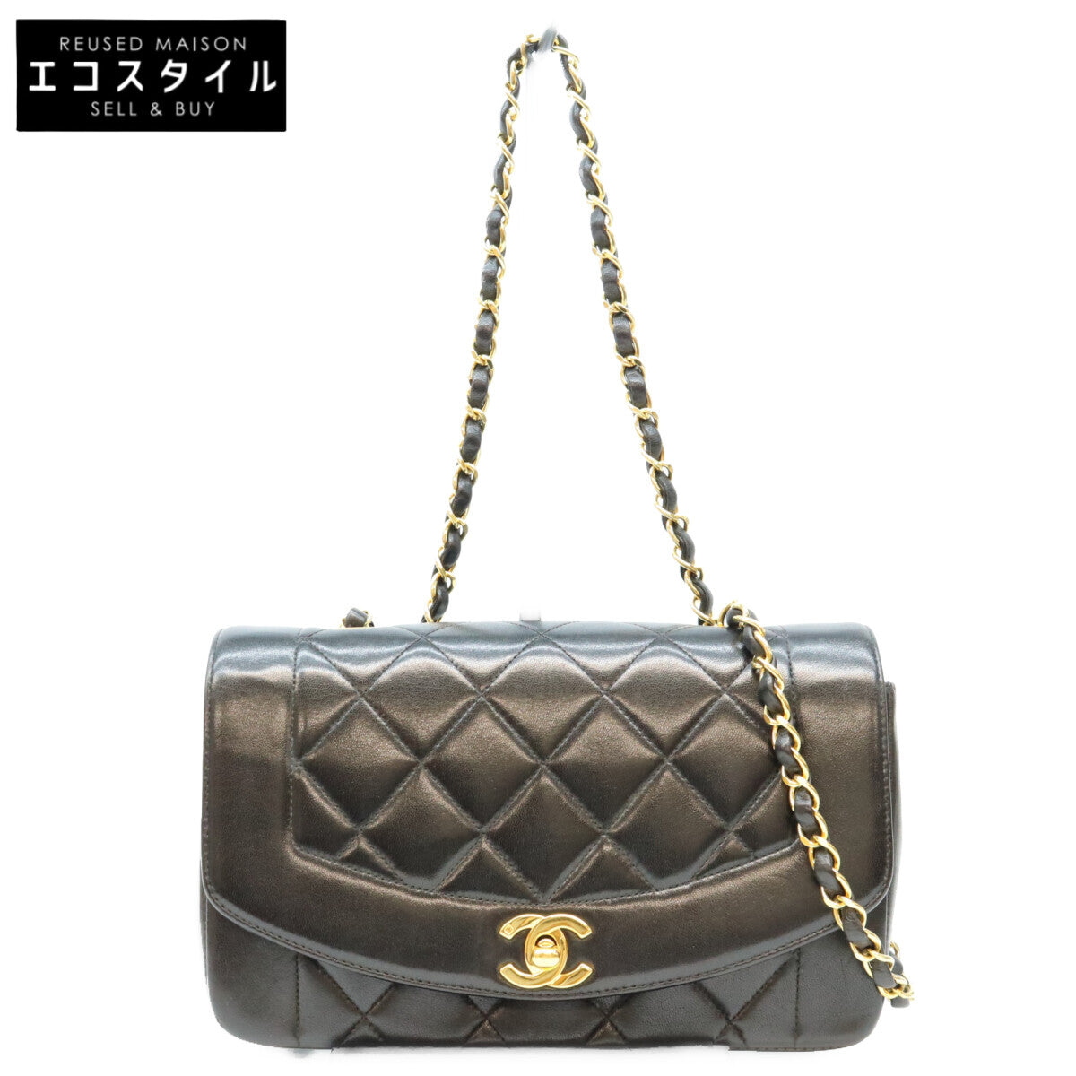 CHANEL シャネル 3番 A01164 黒 マトラッセ ラムスキン ゴールド金具 ダイアナ22 ショルダーバッグ ショルダーバッグ