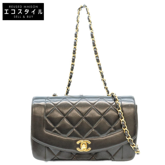 CHANEL シャネル 3番 A01164 黒 マトラッセ ラムスキン ゴールド金具 ダイアナ22 ショルダーバッグ ショルダーバッグ