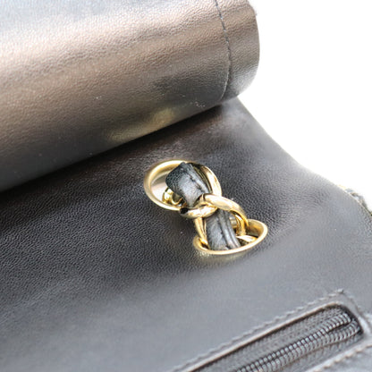 CHANEL シャネル 19番 A58600 黒 ラム G金具 Wフラップ デカマトラッセ30 ショルダーバック ショルダーバッグ