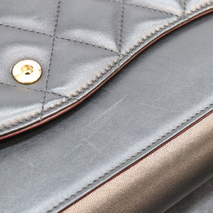 CHANEL シャネル 19番 A58600 黒 ラム G金具 Wフラップ デカマトラッセ30 ショルダーバック ショルダーバッグ