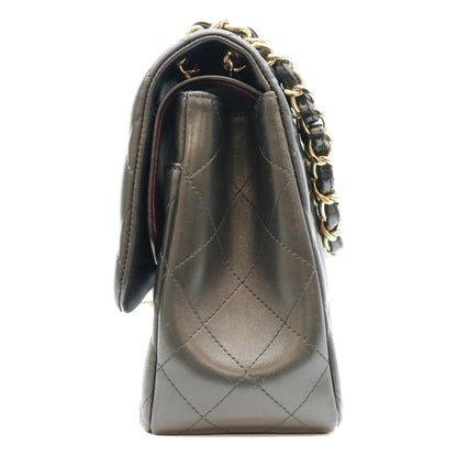 CHANEL シャネル 19番 A58600 黒 ラム G金具 Wフラップ デカマトラッセ30 ショルダーバック ショルダーバッグ
