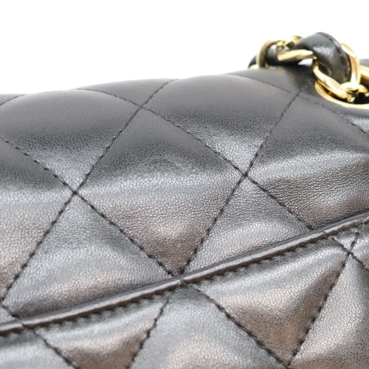 CHANEL シャネル 19番 A58600 黒 ラム G金具 Wフラップ デカマトラッセ30 ショルダーバック ショルダーバッグ