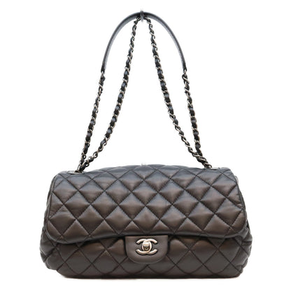 CHANEL シャネル 14年 18番 黒 ラム SV金具 マトラッセ Sフラップ ショルダーバッグ ショルダーバッグ