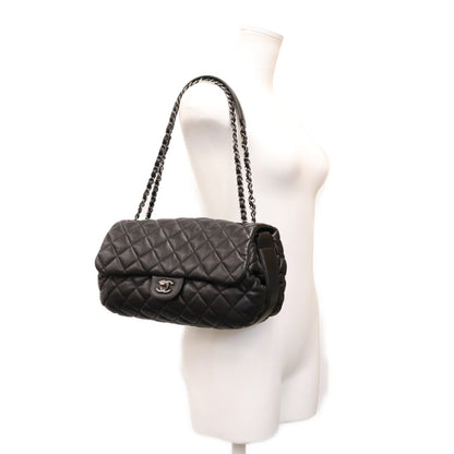 CHANEL シャネル 14年 18番 黒 ラム SV金具 マトラッセ Sフラップ ショルダーバッグ ショルダーバッグ