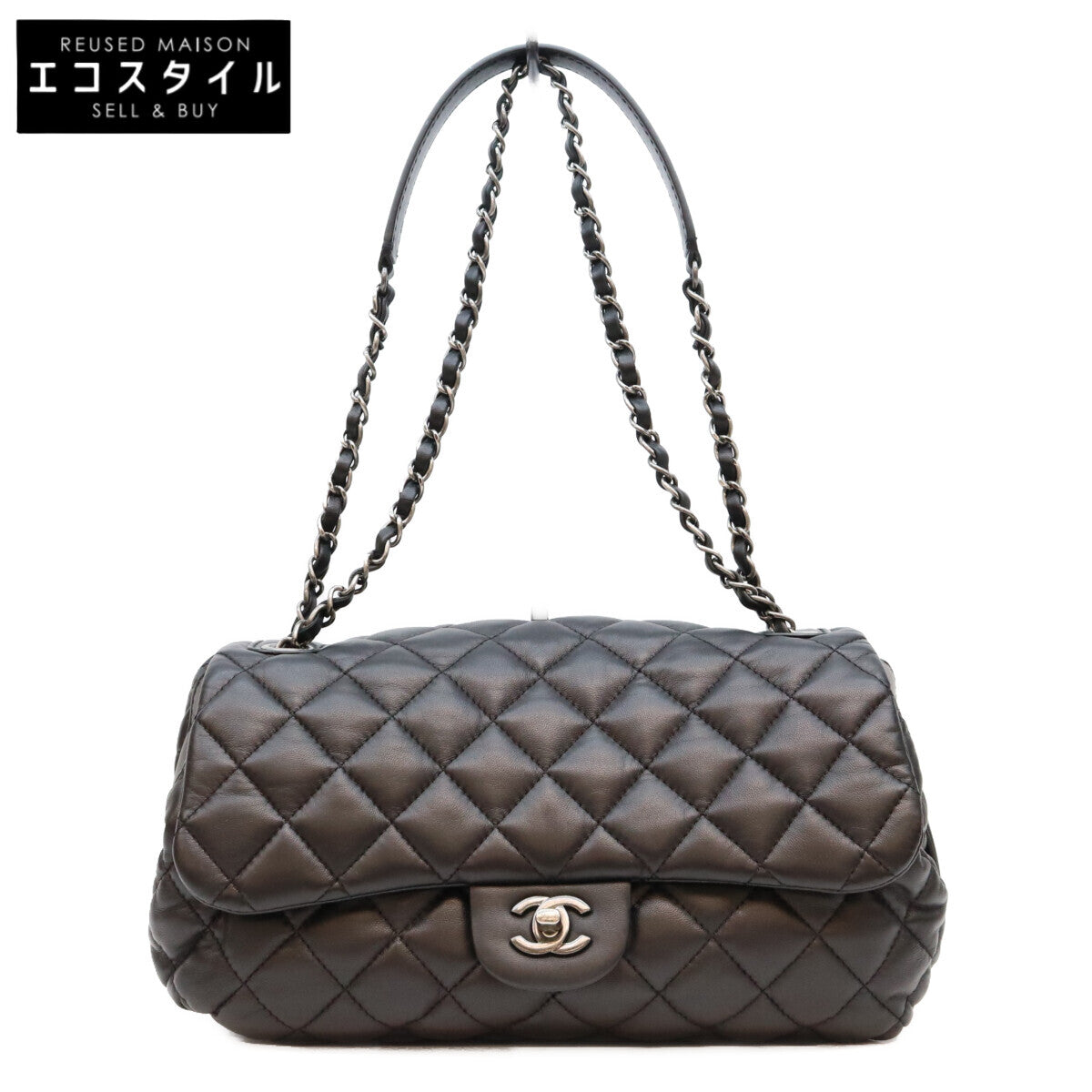 CHANEL シャネル 14年 18番 黒 ラム SV金具 マトラッセ Sフラップ ショルダーバッグ ショルダーバッグ