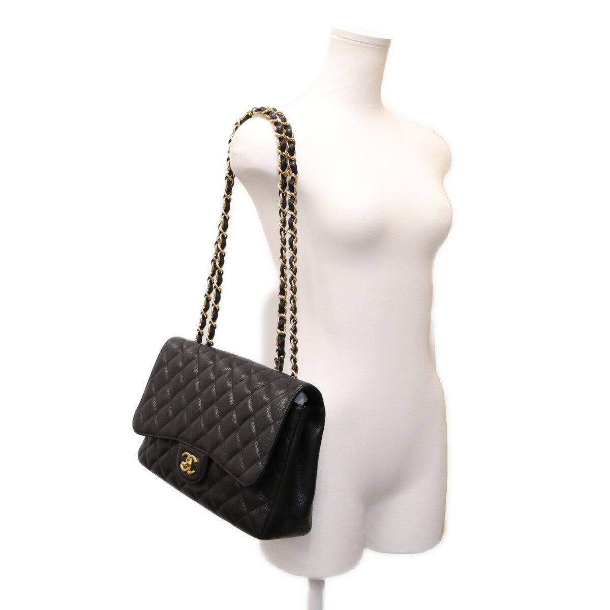 CHANEL シャネル 13番 A28600 黒 キャビア G金具 シングル デカマトラッセ30 ショルダーバッグ ショルダーバッグ