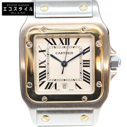 Cartier カルティエ 80-90s W20011C4 サントスガルベLM アイボリー文字盤 デイト SS QZ 時計 腕時計