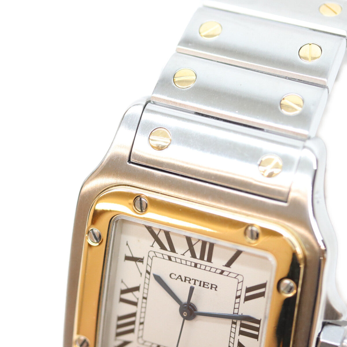 Cartier カルティエ 80-90s W20011C4 サントスガルベLM アイボリー文字盤 デイト SS QZ 時計 腕時計