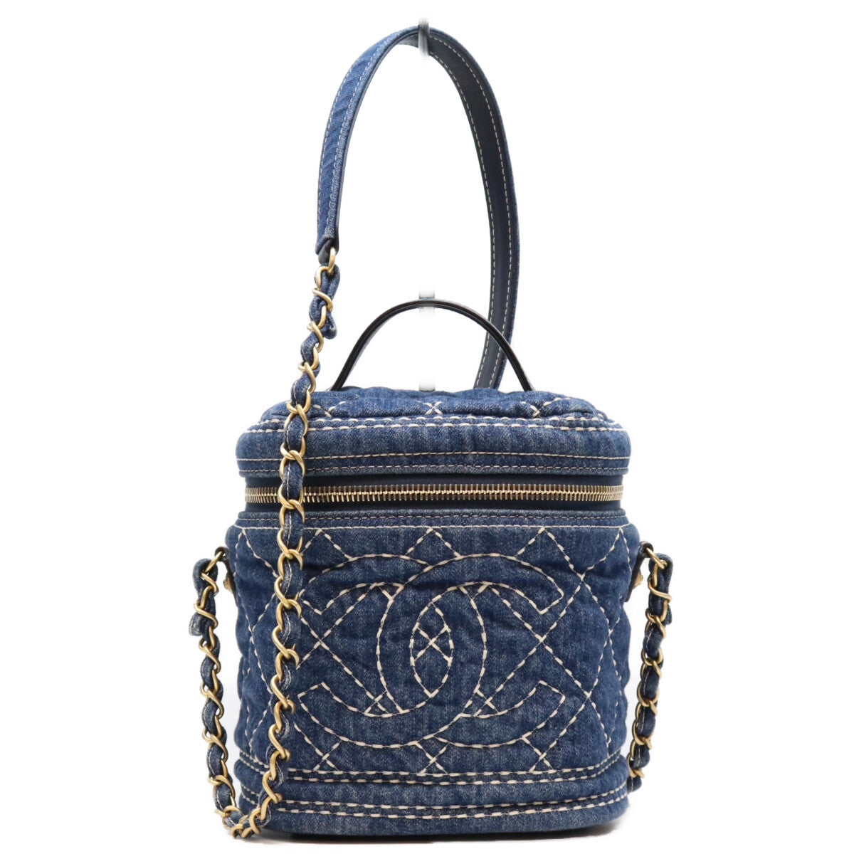 CHANEL シャネル 28番 AS1336 ブルー デニム ワイルドステッチ ハンドルバニティショルダーバッグ ショルダーバッグ
