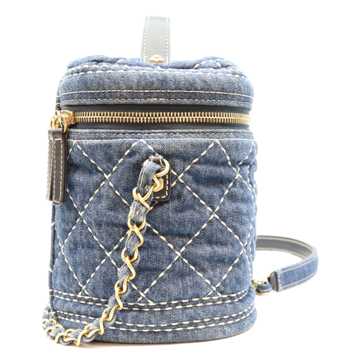 CHANEL シャネル 28番 AS1336 ブルー デニム ワイルドステッチ ハンドルバニティショルダーバッグ ショルダーバッグ