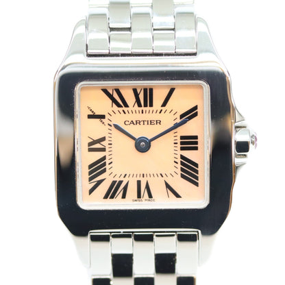 Cartier カルティエ 06年 W25075Z5 ピンクシェル文字盤 サントスドゥモワゼル SM QZ SS 時計 腕時計