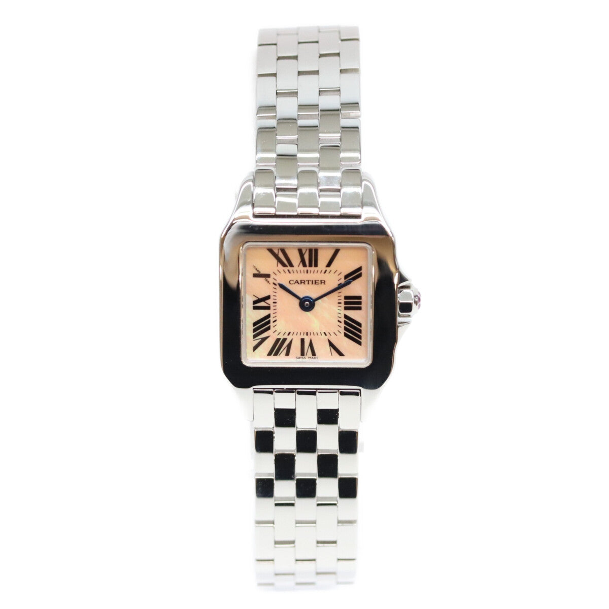 Cartier カルティエ 06年 W25075Z5 ピンクシェル文字盤 サントスドゥモワゼル SM QZ SS 時計 腕時計