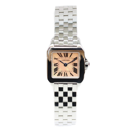 Cartier カルティエ 06年 W25075Z5 ピンクシェル文字盤 サントスドゥモワゼル SM QZ SS 時計 腕時計
