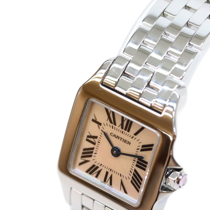 Cartier カルティエ 06年 W25075Z5 ピンクシェル文字盤 サントスドゥモワゼル SM QZ SS 時計 腕時計