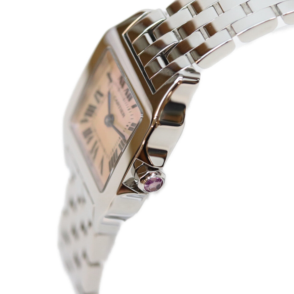 Cartier カルティエ 06年 W25075Z5 ピンクシェル文字盤 サントスドゥモワゼル SM QZ SS 時計 腕時計