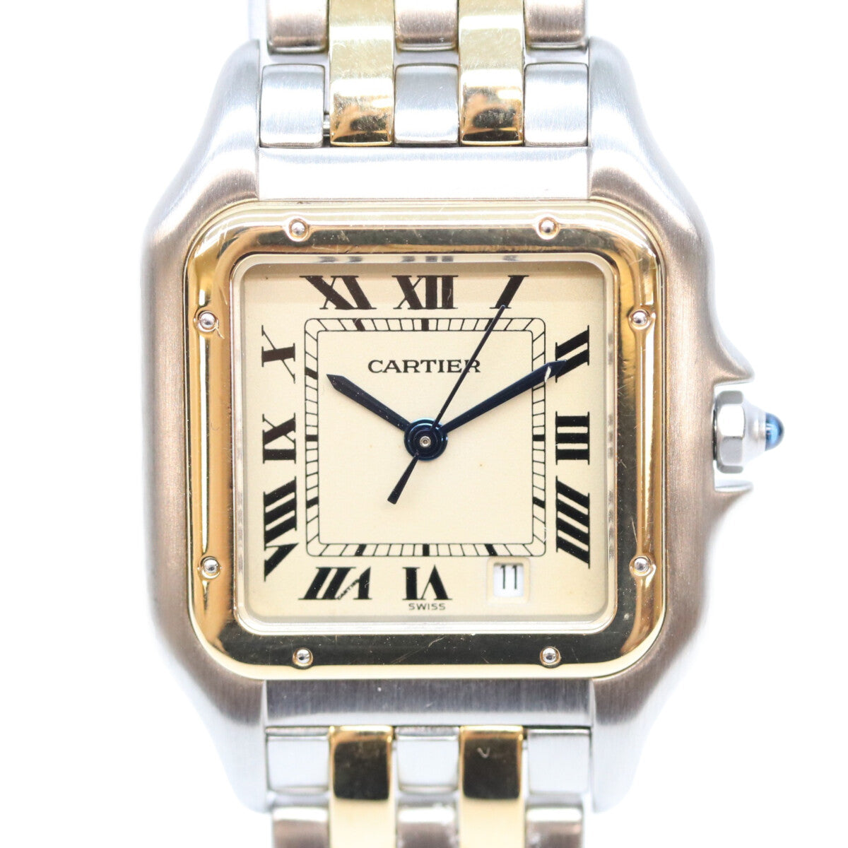 Cartier カルティエ 80-90s アイボリー文字盤 パンテールMM 2ロウ QZ YG SS 時計 腕時計