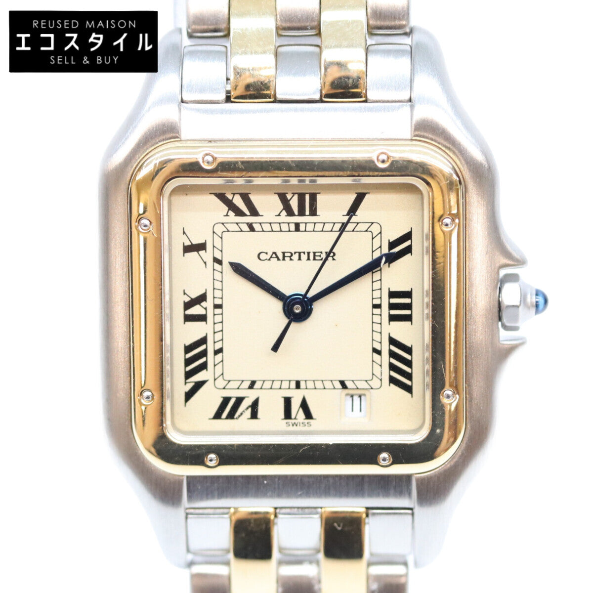 Cartier カルティエ 80-90s アイボリー文字盤 パンテールMM 2ロウ QZ YG SS 時計 腕時計