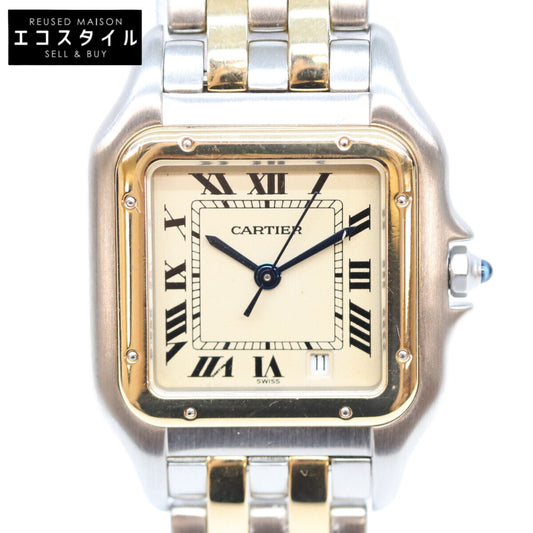 Cartier カルティエ 80-90s アイボリー文字盤 パンテールMM 2ロウ QZ YG SS 時計 腕時計