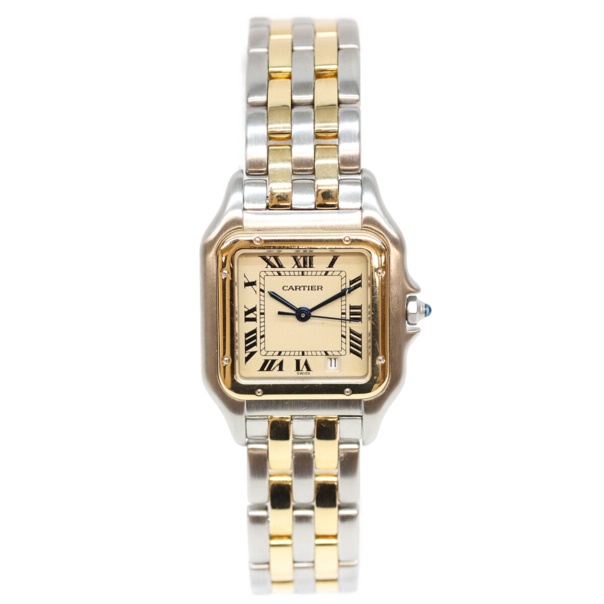 Cartier カルティエ 80-90s アイボリー文字盤 パンテールMM 2ロウ QZ YG SS 時計 腕時計