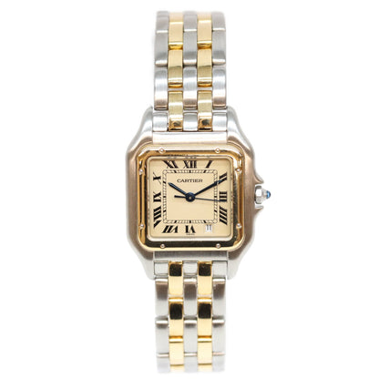 Cartier カルティエ 80-90s アイボリー文字盤 パンテールMM 2ロウ QZ YG SS 時計 腕時計