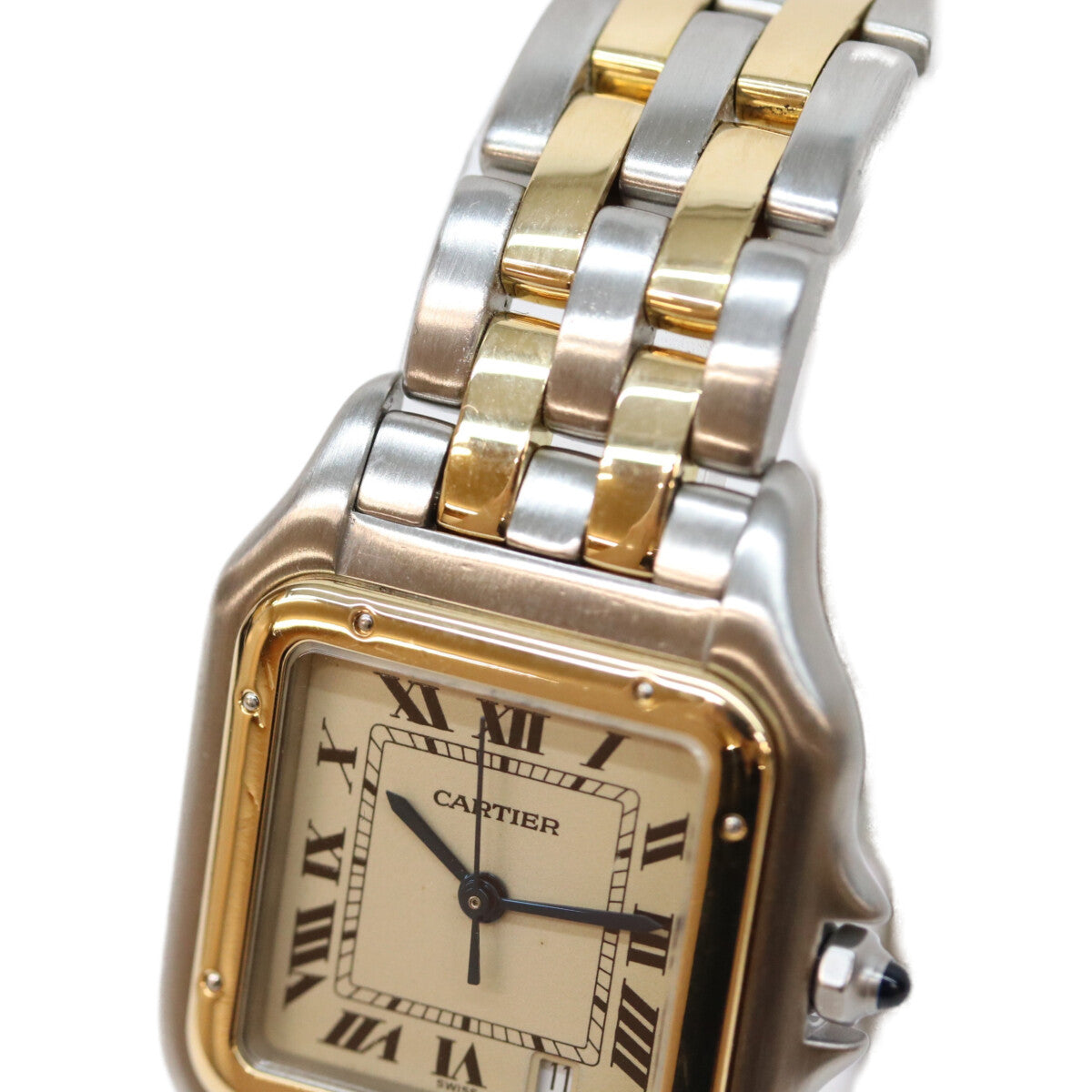 Cartier カルティエ 80-90s アイボリー文字盤 パンテールMM 2ロウ QZ YG SS 時計 腕時計