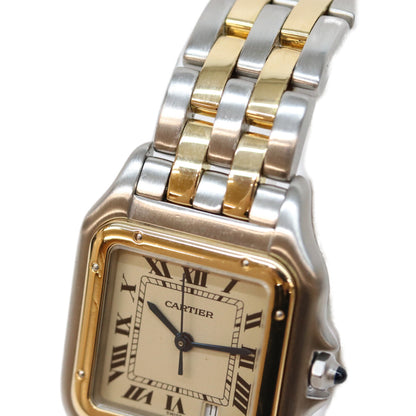 Cartier カルティエ 80-90s アイボリー文字盤 パンテールMM 2ロウ QZ YG SS 時計 腕時計