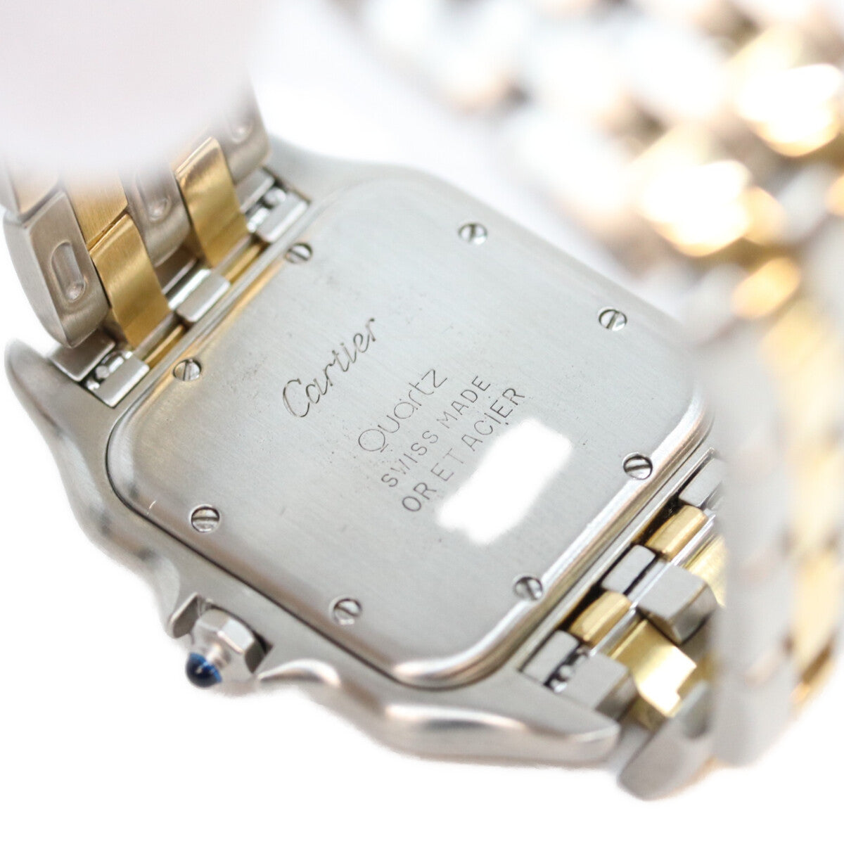 Cartier カルティエ 80-90s アイボリー文字盤 パンテールMM 2ロウ QZ YG SS 時計 腕時計
