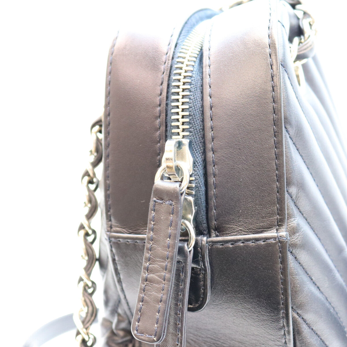 CHANEL シャネル 26番 黒×ネイビー ラム Vステッチ シェブロン×マトラッセ カメラケースショルダーバッグ ショルダーバッグ