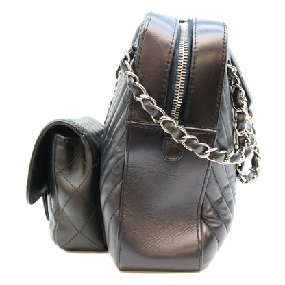 CHANEL シャネル 26番 黒×ネイビー ラム Vステッチ シェブロン×マトラッセ カメラケースショルダーバッグ ショルダーバッグ