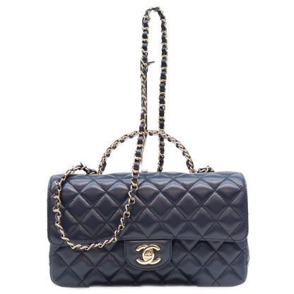CHANEL シャネル AS4219 ネイビー ラム G金具 ビジューチェーントップハンドル マトラッセ23 ショルダーバッグ ショルダーバッグ