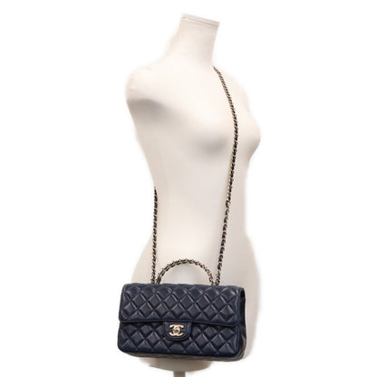 CHANEL シャネル AS4219 ネイビー ラム G金具 ビジューチェーントップハンドル マトラッセ23 ショルダーバッグ ショルダーバッグ