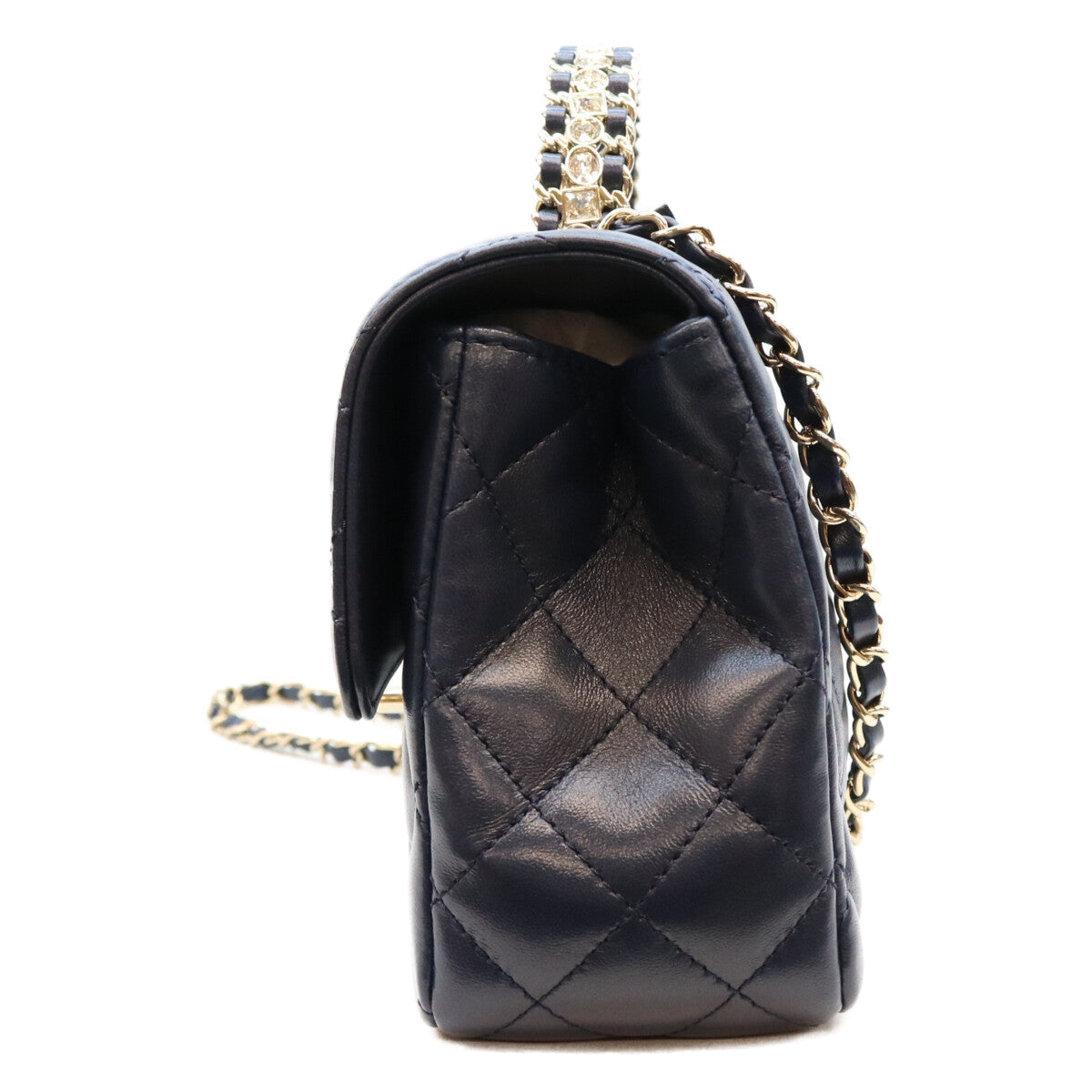 CHANEL シャネル AS4219 ネイビー ラム G金具 ビジューチェーントップハンドル マトラッセ23 ショルダーバッグ ショルダーバッグ