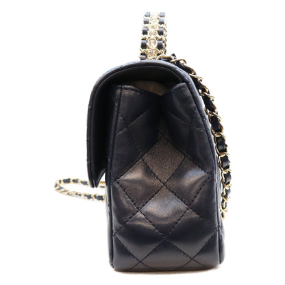 CHANEL シャネル AS4219 ネイビー ラム G金具 ビジューチェーントップハンドル マトラッセ23 ショルダーバッグ ショルダーバッグ