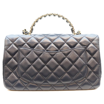 CHANEL シャネル AS4219 ネイビー ラム G金具 ビジューチェーントップハンドル マトラッセ23 ショルダーバッグ ショルダーバッグ