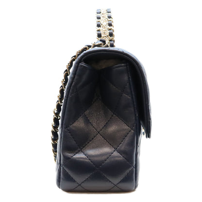 CHANEL シャネル AS4219 ネイビー ラム G金具 ビジューチェーントップハンドル マトラッセ23 ショルダーバッグ ショルダーバッグ