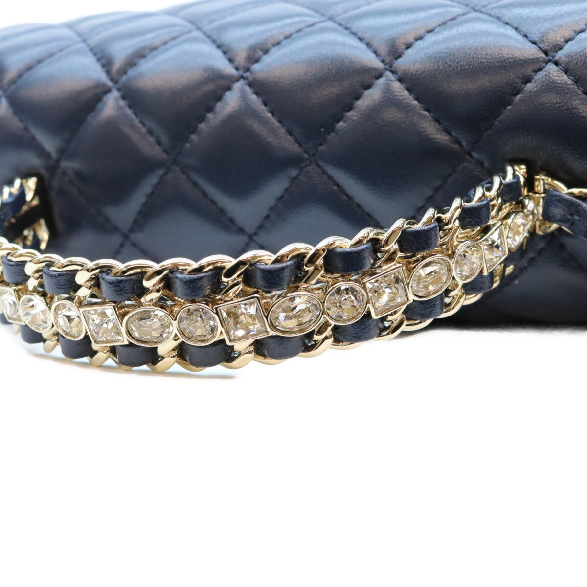 CHANEL シャネル AS4219 ネイビー ラム G金具 ビジューチェーントップハンドル マトラッセ23 ショルダーバッグ ショルダーバッグ
