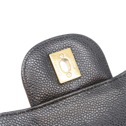CHANEL シャネル 18番 A58600 黒 キャビア G金具 Wフラップ デカマトラッセ30 ショルダーバッグ ショルダーバッグ