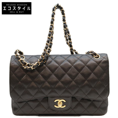 CHANEL シャネル 18番 A58600 黒 キャビア G金具 Wフラップ デカマトラッセ30 ショルダーバッグ ショルダーバッグ