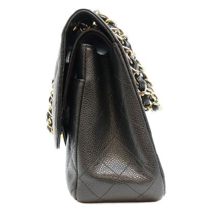 CHANEL シャネル 18番 A58600 黒 キャビア G金具 Wフラップ デカマトラッセ30 ショルダーバッグ ショルダーバッグ
