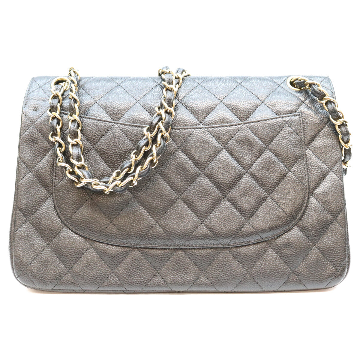 CHANEL シャネル 18番 A58600 黒 キャビア G金具 Wフラップ デカマトラッセ30 ショルダーバッグ ショルダーバッグ