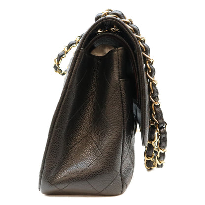 CHANEL シャネル 18番 A58600 黒 キャビア G金具 Wフラップ デカマトラッセ30 ショルダーバッグ ショルダーバッグ