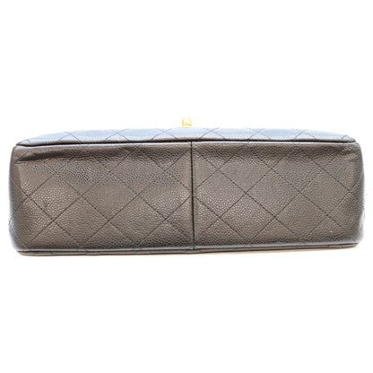 CHANEL シャネル 18番 A58600 黒 キャビア G金具 Wフラップ デカマトラッセ30 ショルダーバッグ ショルダーバッグ