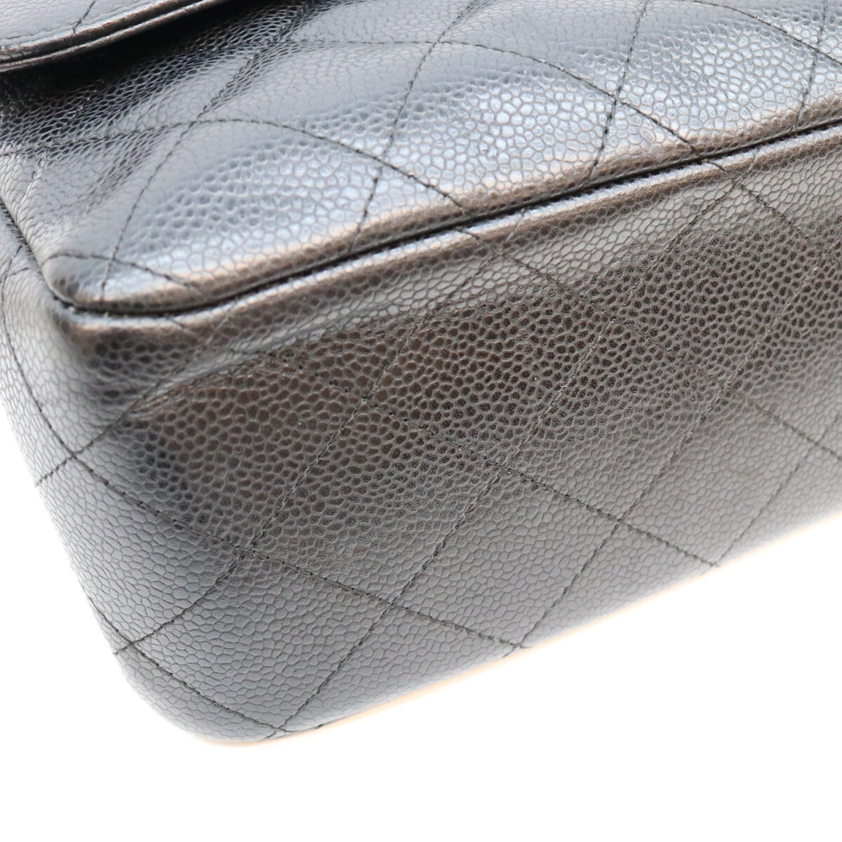 CHANEL シャネル 18番 A58600 黒 キャビア G金具 Wフラップ デカマトラッセ30 ショルダーバッグ ショルダーバッグ